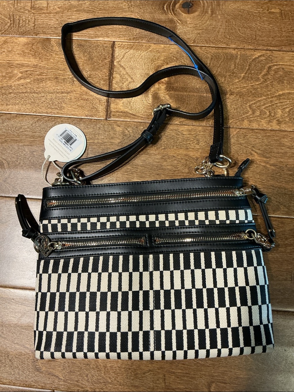 Spartina 449 West Bluff Hipster,Black and White Checker Crossbody